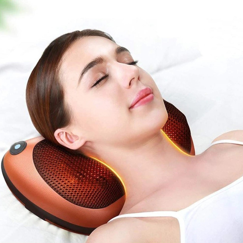 Massageador 8 Bolas Shiatsu Lombar Pescoço Casa e Veicular Almofada